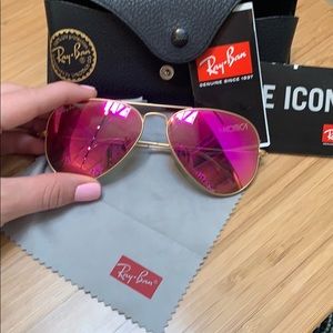 Rayban Aviator Pink Flash Lens Sunglasses